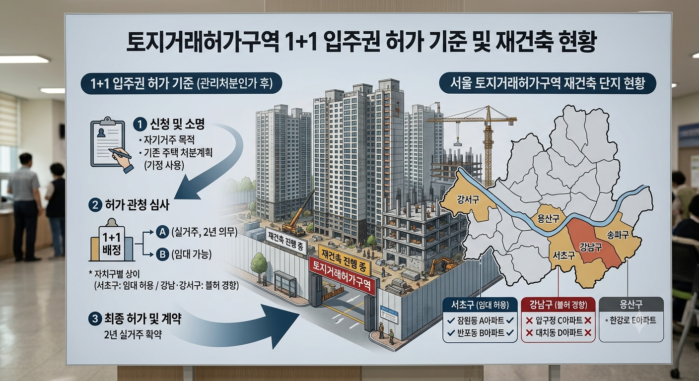 토지거래허가구역 1+1 입주권 허가 기준이 걸린 서울 재건축 아파트 단지